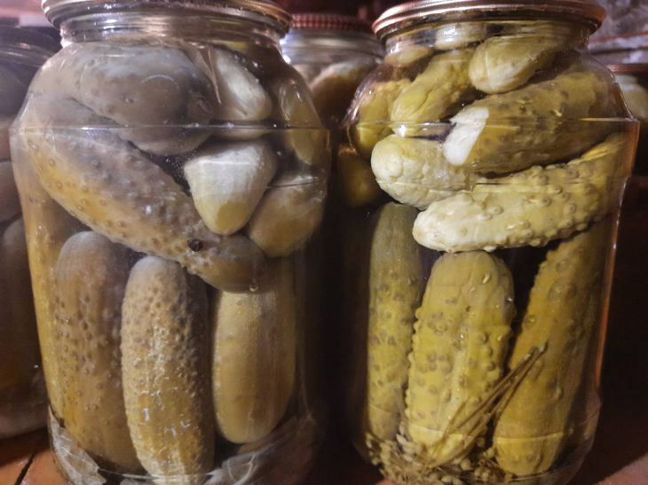 Jars of cucumbers