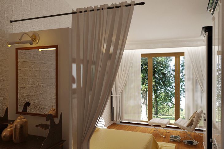 Room with curtains