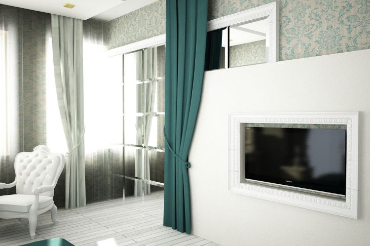 Room with curtains