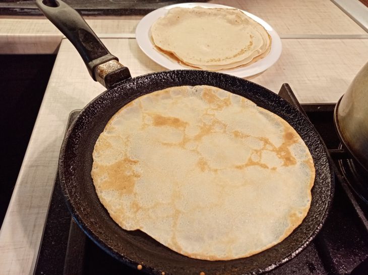 Pancake in a frying pan