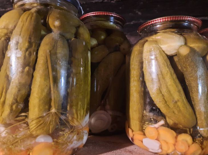 Jars of cucumbers