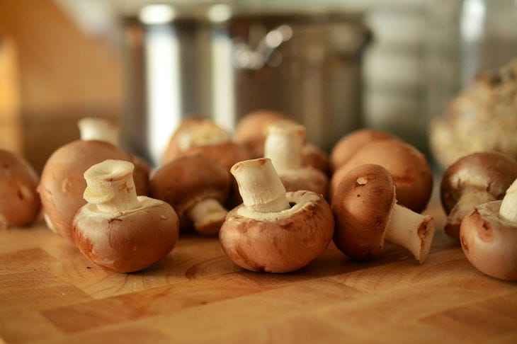 Mushrooms on a board