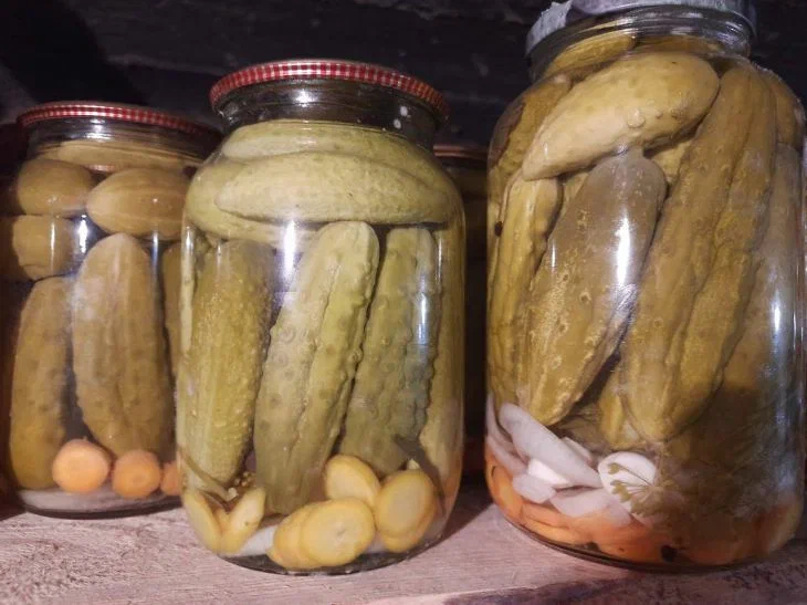 Jars of cucumbers