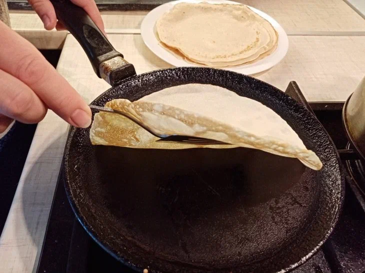 Pancake in a frying pan