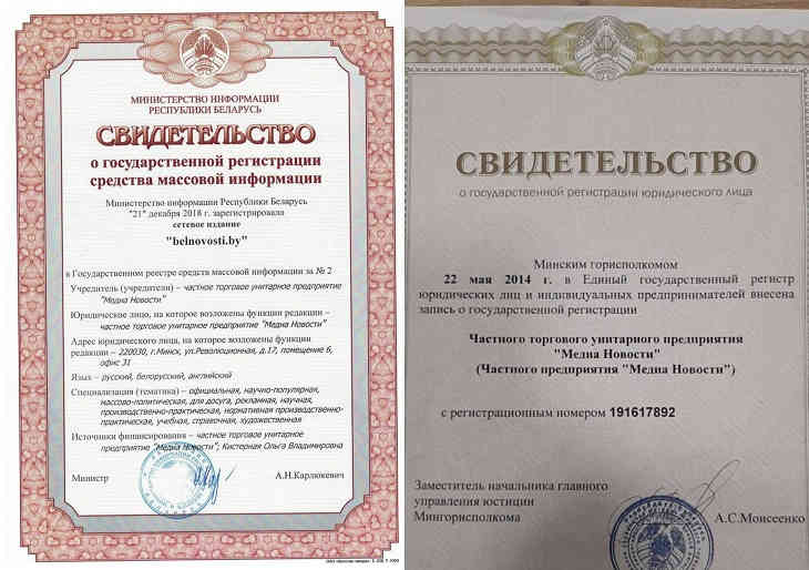 Certificate of registration