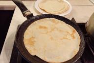 Pancake in a frying pan