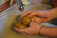 Washing potatoes